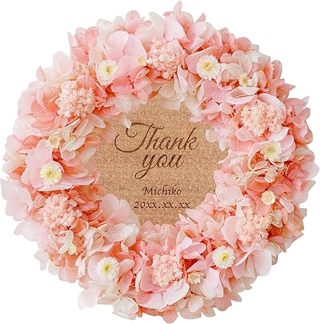 Amazon きざむ 名入れ イモーテル リース 木製プレート 花 プリザーブドフラワー 結婚祝い 母の日 記念日 花輪 通年リース プレゼント ギフト 贈り物 ピンク プリザーブドフラワー オンライン通販