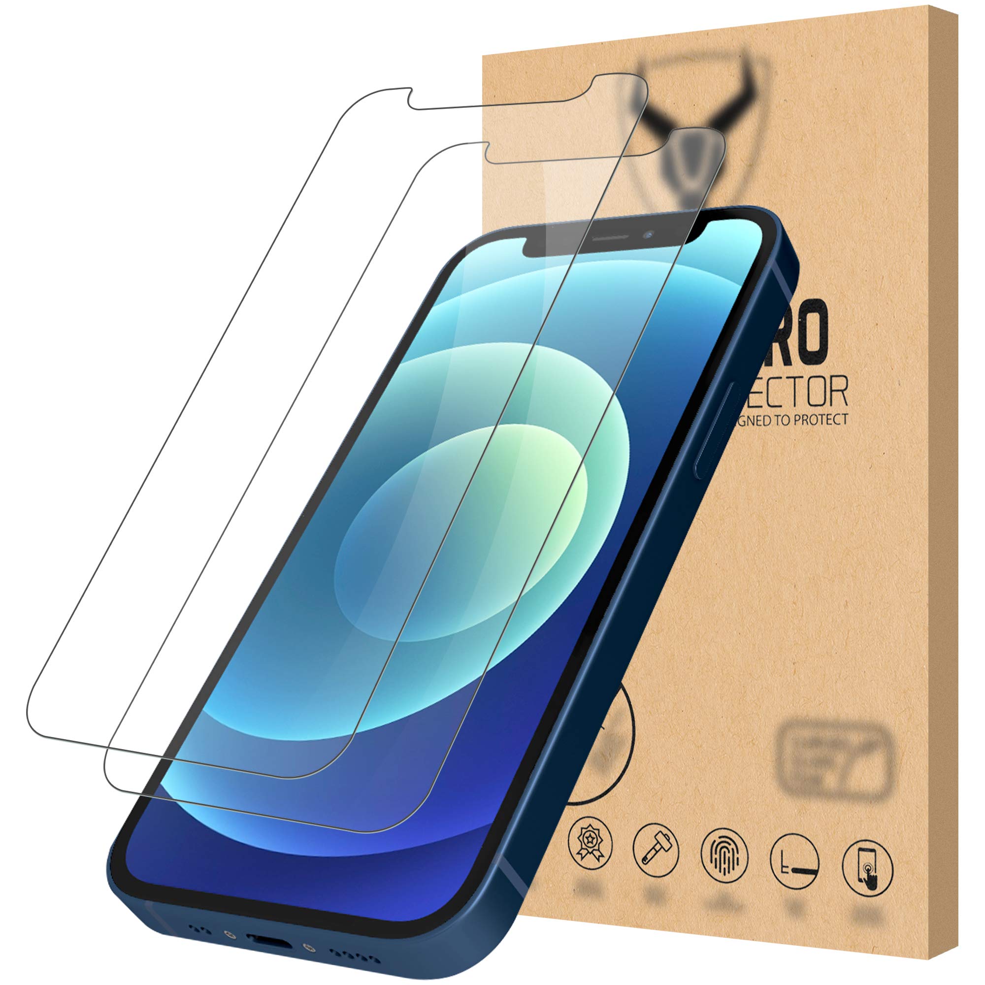 iSOUL Screen Protector Compatible With iPhone 12 Mini 5.4 Inch, Tempered Glass HD Film, 2-Pack