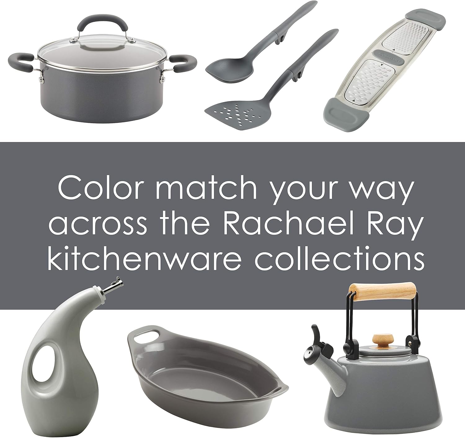 Rachael Ray Solid Glaze Ceramics EVOO Olive Oil Bottle Dispenser with Spout, 1 Piece, Gray Ombre: Kitchen & Dining