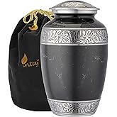 INTAJ Marble Finish Aluminum Funeral Urn for Human Ashes - Adult 200 lbs Capacity - Metal Memorial Container Suitable for Burial or Niche