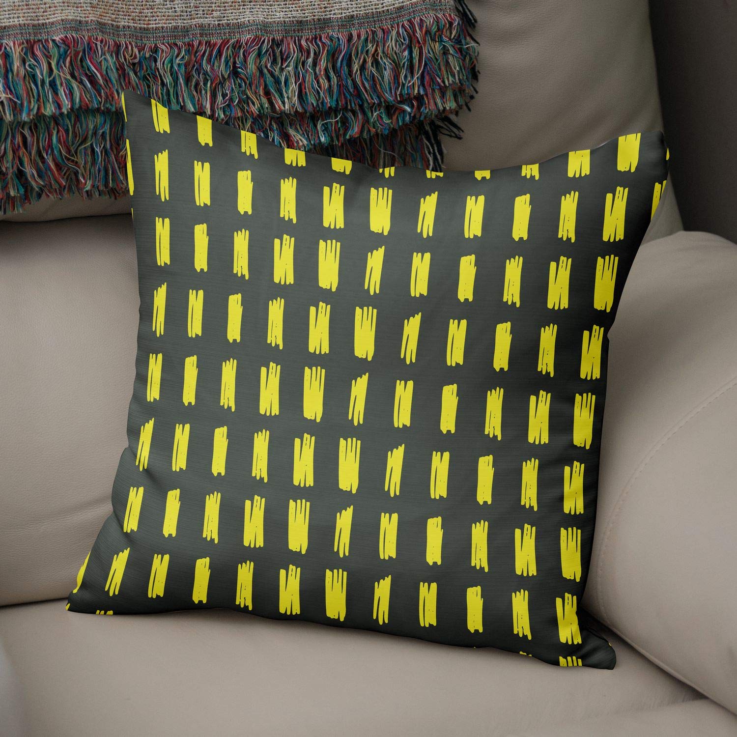 Bonamaison Decorative Cushion Cover Neon Yellow & Fume, Throw Pillow Covers, Home Decorative Pillowcases for Livingroom, Sofa, Bedroom, Size: 50x50 Cm - Designed and Manufactured in Turkey