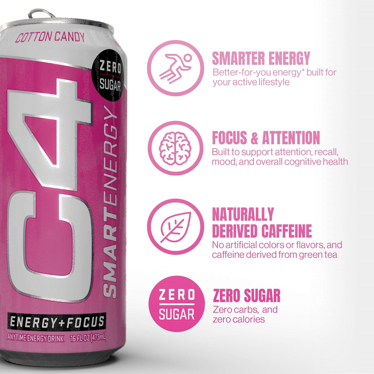C4 Smart Energy Sugar Free Energy Drink 16oz (Pack of 12) | Freedom Ice | Performance Fuel & Nootropic Brain Booster with No Artificial Colors or Dyes: Health & Personal Care