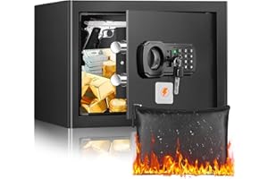 GHJGAGE 0.5 Cubic Fireproof and Waterproof Safe, Digital Small Safe Box Waterproof Fireproof with Fireproof Money Bag & Combination Lock, Personal Security Home Safe for Money Firearm Medicine Jewelry