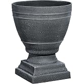 GROWSCAPE Spartan Urn Planter - Timeless Plant Urn for Floral Displays - Durable Indoor &amp; Outdoor Plastic Garden Planters (14&rdquo;, Cast Iron)