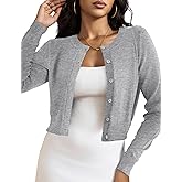 LETDIOSTO Cropped Cardigan Bolero Shrug for Women, Button Down Long Sleeve Knit Sweater for Dresses,for Jeans, XS to XL