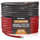 InstallGear 1/0 Gauge Wire (50ft) Copper Clad