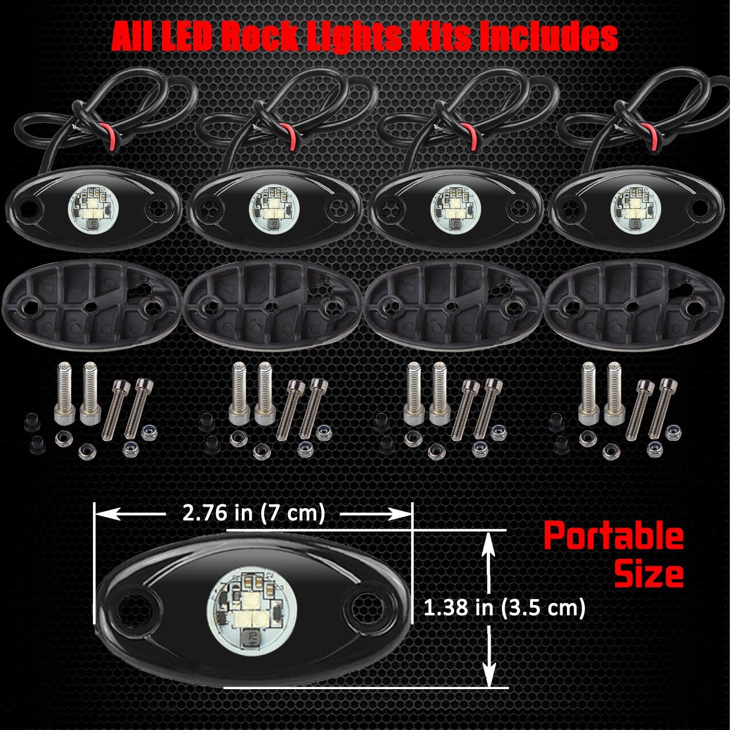 4 Pods LED Rock Lights, Ampper Waterproof LED Neon Underglow Light for Car Truck ATV UTV SUV Offroad Boat Underbody Glow Trail Rig Lamp (Blue): Automotive