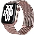 TALK WORKS Expandable Watch Band Compatible with Apple Watch Series - Magnetic Closure - Stainless Steel Mesh Loop Comfort Fit Strap for Women and Men