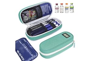 MEDINEED Insulin Cooler Travel Case TSA Approved with Temperature Display – Diabetic Medication Travel Case with 2 × 90g Ice Packs, Portable Medicine Organizer for 3–4 Insulin Pens and Diabetic Supplies(Green)