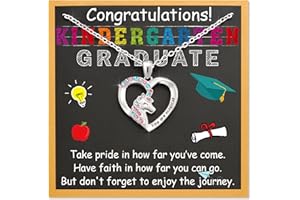 Shonyin Kindergarten Preschool Graduation Necklace for Girls Daughter Granddaughter Niece Sister Student (Unicorn- wish the little girl luck, brave, happy)