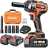 1500N.m Cordless Impact Wrench - 20V Max Brushless 1/2" Impact Gun with 2 x 4.0Ah Batteries & Fast Charger | Removes Stuck Truck Lug Nuts in Seconds | 3-Speed for Auto Repair & Heavy Duty DIY