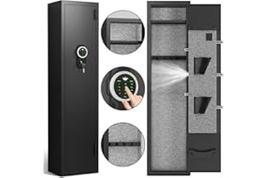 1-2 Gun Safe -No Need to Aseemble Quick Access Digital Safe for Home Rifle & Pistol Storage, Adjustable Gun Support & Removab