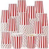 Fullhawl 200 Pcs Red Stripe Disposable Paper Cups Party Supplies for Carnival Easter Ramadan Birthday Baby Shower Celebrations Disposable Drinking Cups for Coffee Tea Juice Circus Decorations (9 oz)