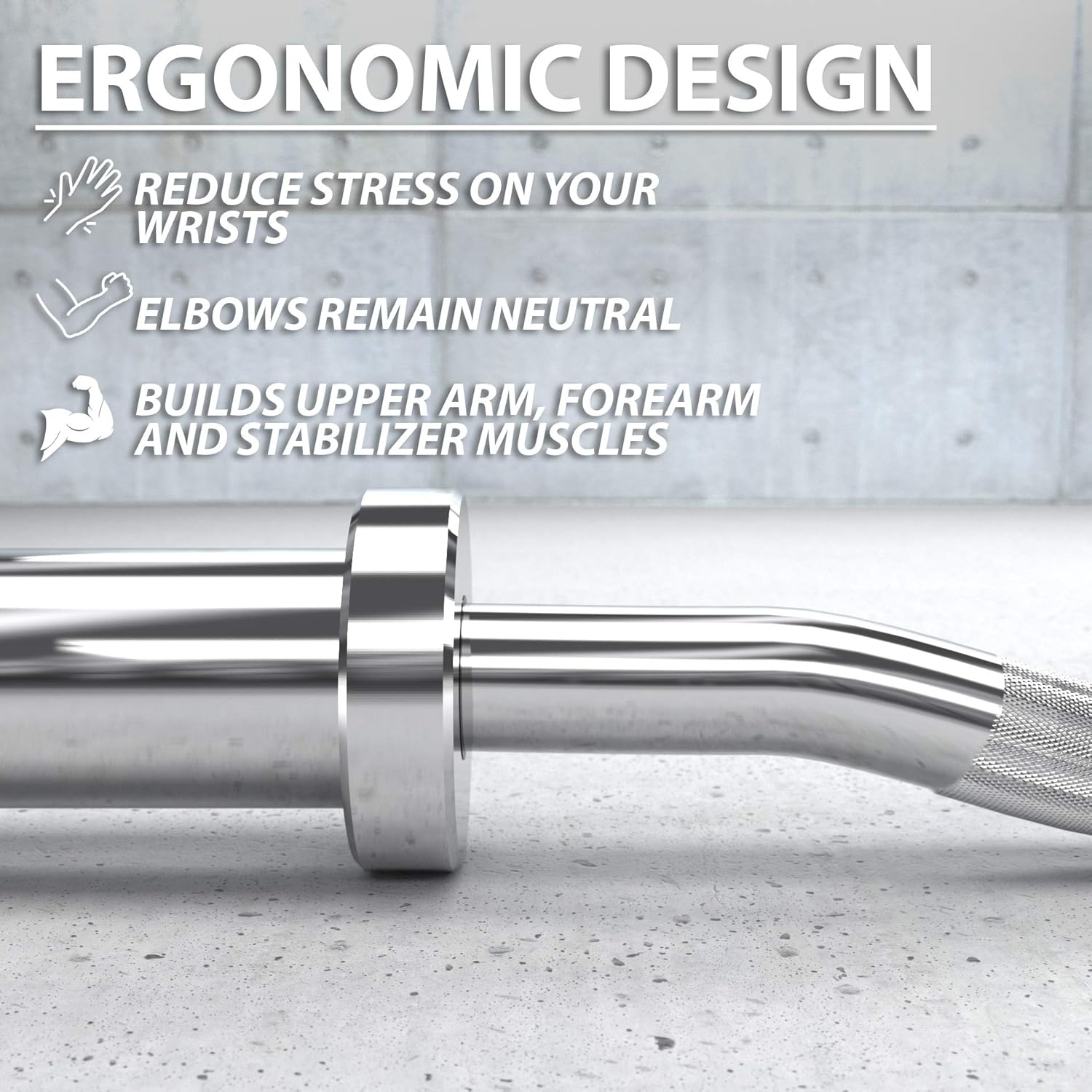Synergee Commercial EZ Curl Olympic Bar Chrome with Powder Coated Brass Bushings Excellent for Bicep Curls and Triceps Extensions : Sports & Outdoors