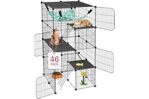 VISCOO Cat Cage, 4-Tier DIY Cat Enclosures Catio, Cat Playpen Indoor & Outdoor with Hammock, Detachable Metal Wire Kennel Cats Crate, 2x2x4 Exercise Place for 1-3 Cats/Kitten