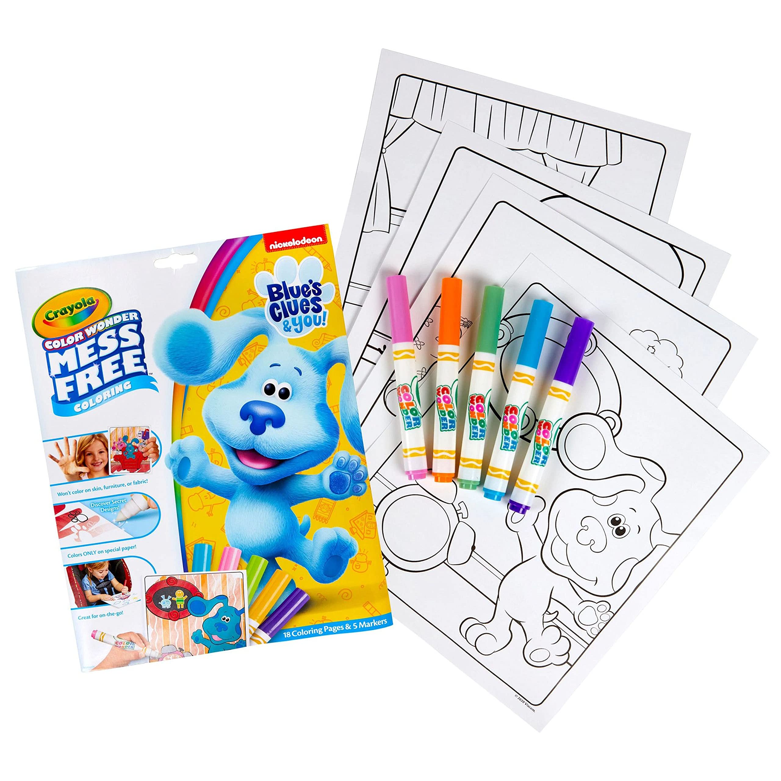 Crayola Blues Clues Color Wonder, 18 Mess Free Coloring Pages & 5 No Mess Markers, Gift for Kids