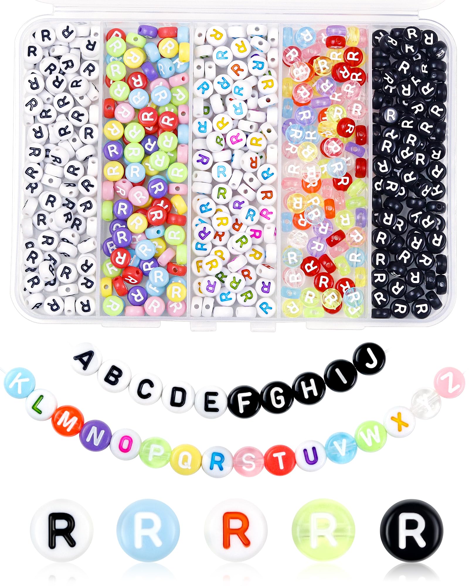 Photo 1 of ***Only Case***
FIVEIZERO 500PCS Letter R Beads, 4x7mm Colored Round Acrylic Assorted Alphabet Beads for Friendship Bracelet Making and DIY Crafts