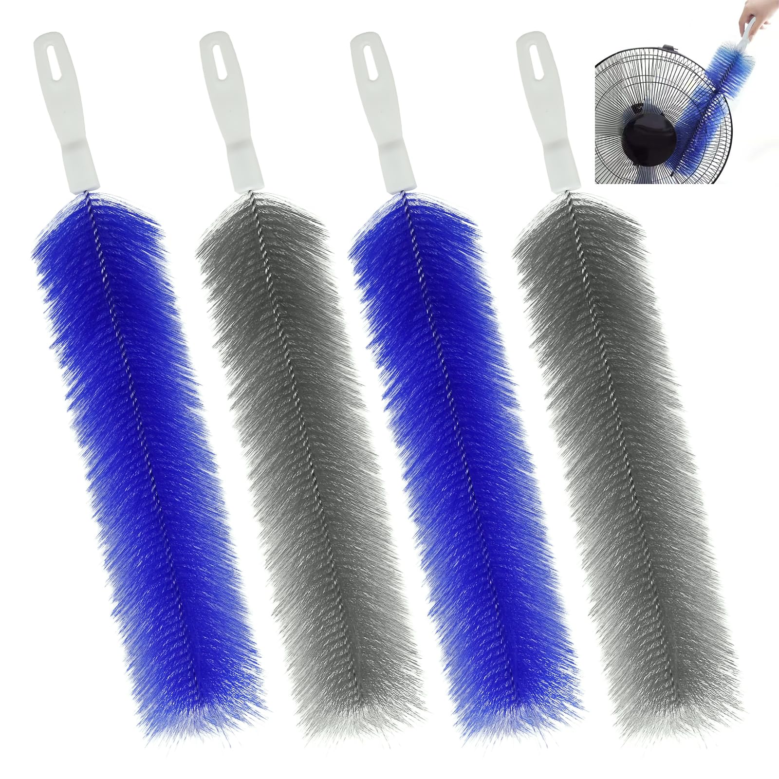 Photo 1 of 4 Pcs Cobweb Duster, Bendable Fan Cleaner Brushes Set Reusable, Plastic Microfiber Duster for Air Conditioning Shutters,Ceiling Fan, Blades, Curtains,Air Vents(Blue?Gray)