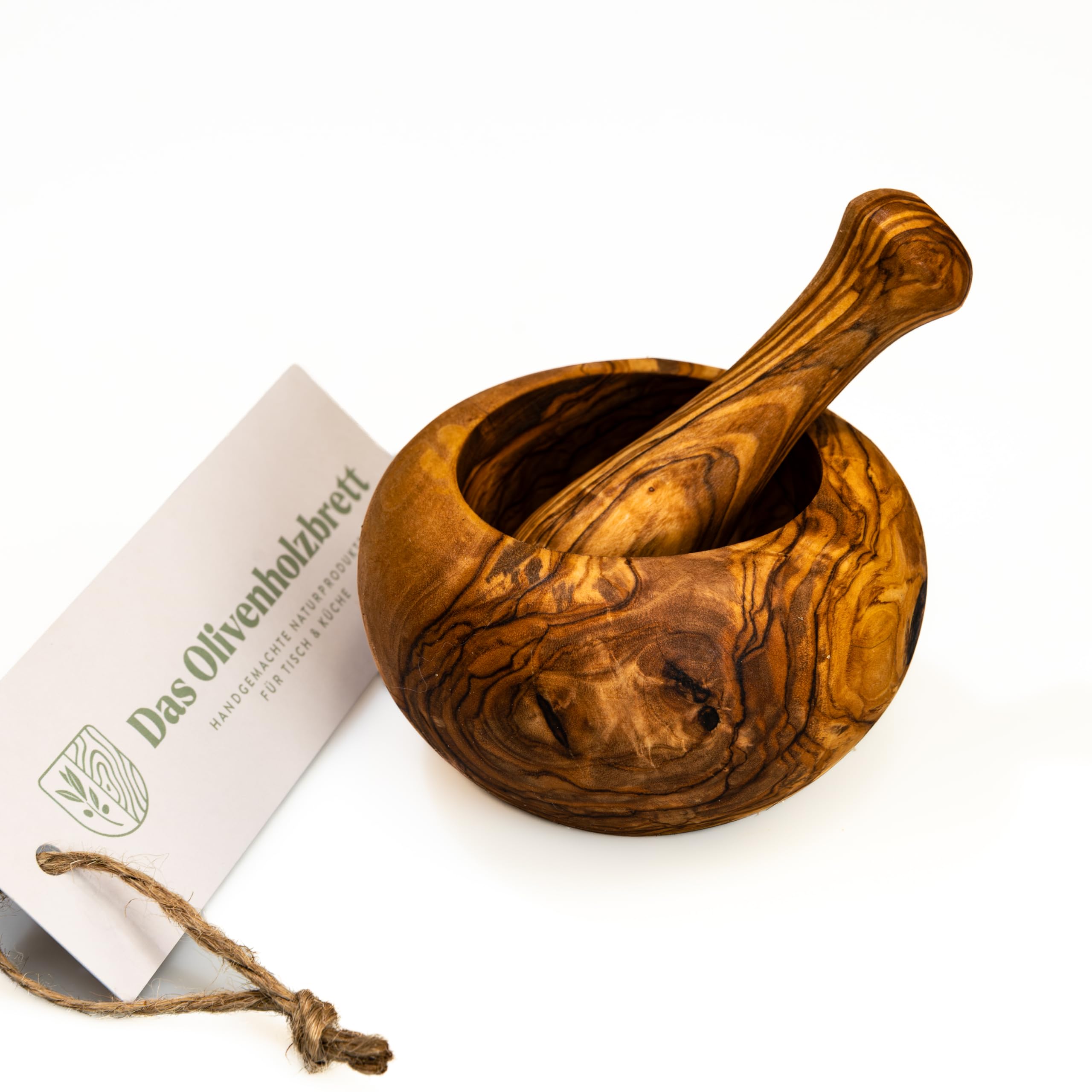 das Olivenholzbrett Mortar and pestle round approx. 12 cm.