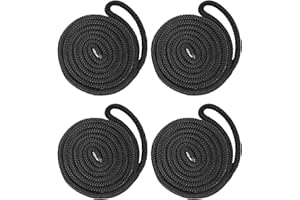 Fender Lines 4 Pack 1/2 Inch x 6 ft Premium Boat Fender Lines with 6” Eyelet, Double Braid Nylon Boat Bumper Rope/Boat Fender Rope, Dock Lines Boat Ropes for Docking Boat Lines Dock Ties,J-FM TWNTHSD