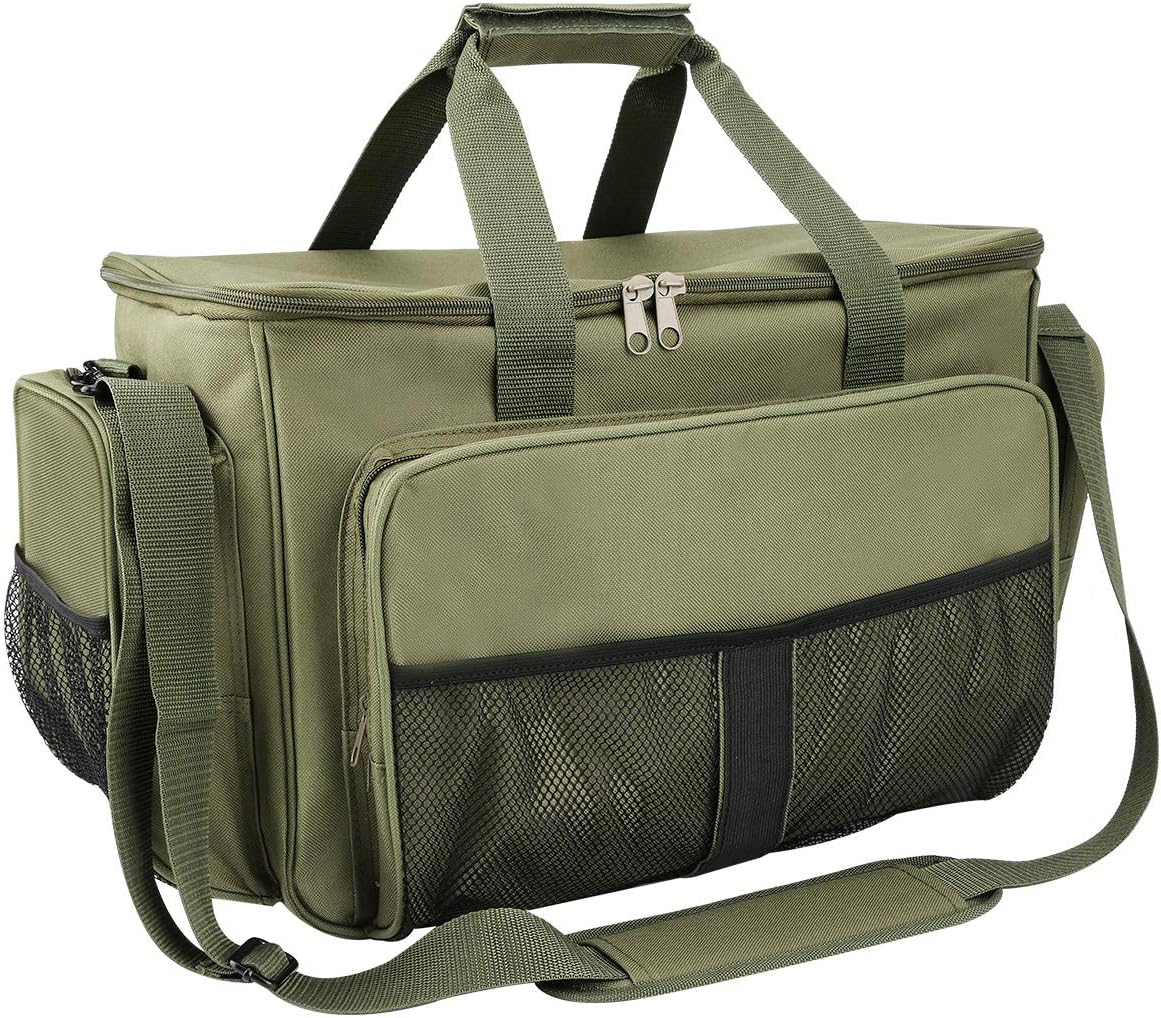 Powcan Large Capacity Insulated Fishing Carryall Bag MultiPocket