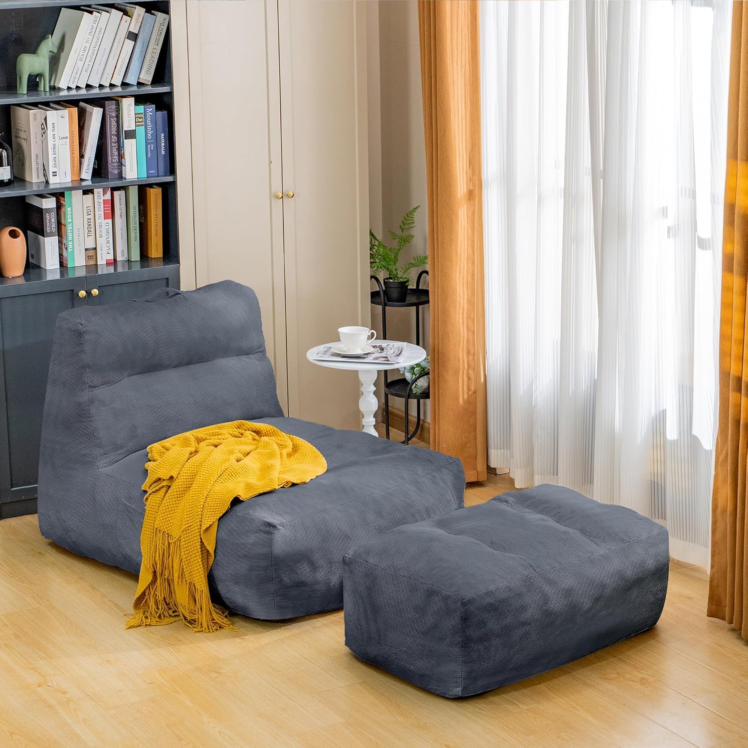 View 1 of ** DAMAGE** Cvortll Bean Bag Chair with Ottoman, Comfy Bean Bag Sofa with Memory Foam, Lazy BeanBag Sofa with Footstool, Fireside Bean Bag Couch for Living Room, Bedroom, Apartment