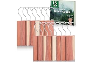 ESRICH Cedar Blocks for Clothes Storage,15 Pack with Metal Hooks,100% Natura Cedars Wood for Closets,Cedars Planks with Sandpaper,Cedar Chips for Closets and Drawers