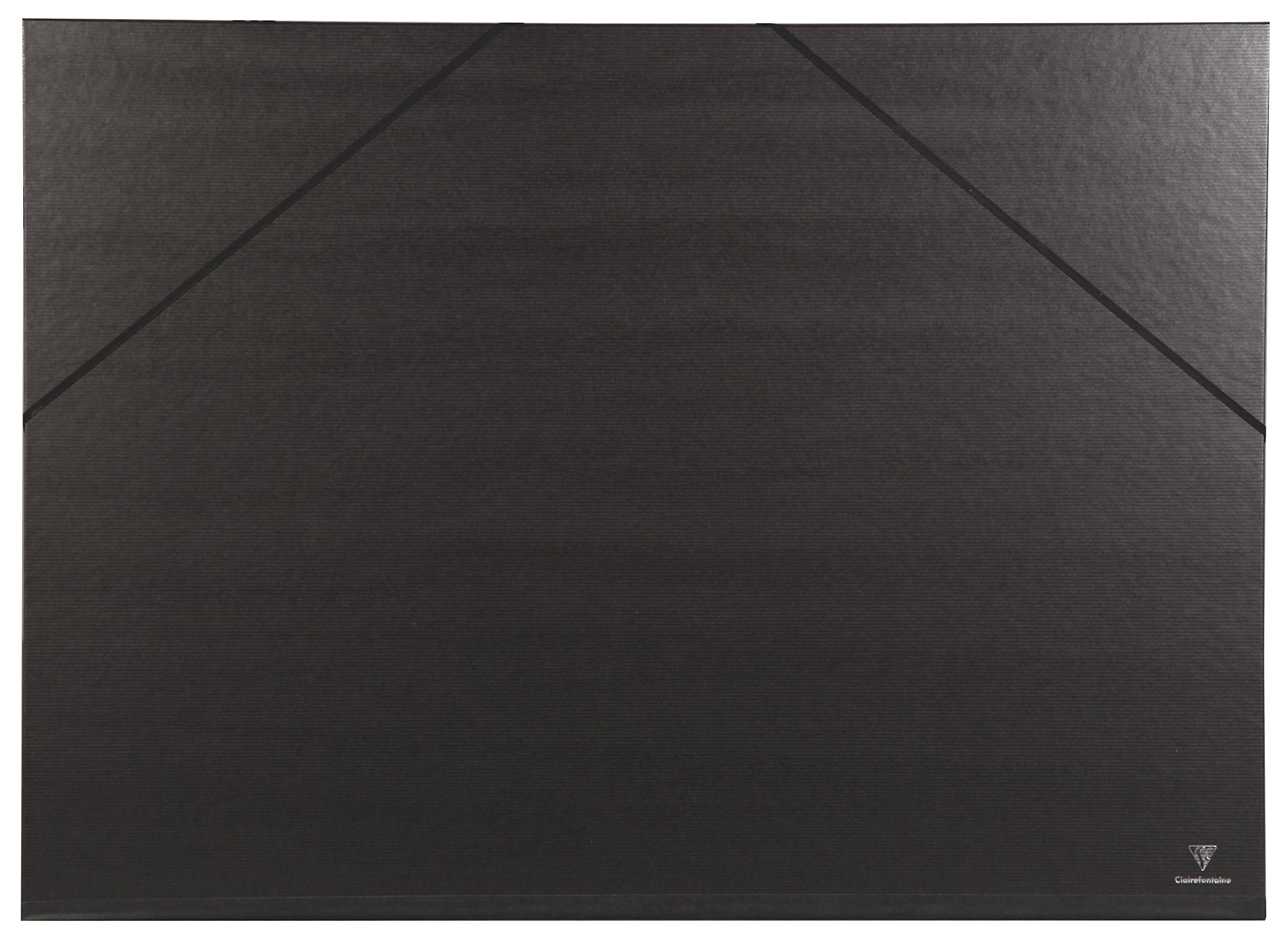 Clairefontaine - Ref 44500C - Kraft Art Folder - 52 x 72cm Size, Elastic Straps Closure, White Paper Lining, Acid Free - Suitable for Transporting Artwork - Black