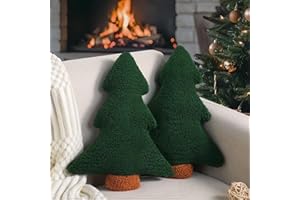 Artmag Christmas Pillows, Decorative Christmas Tree Pillow Set of 2 Stuffed Tree Shaped Plush Pillow for Holiday Party Sofa Living Room Decoration (13" x 10.5", Green)