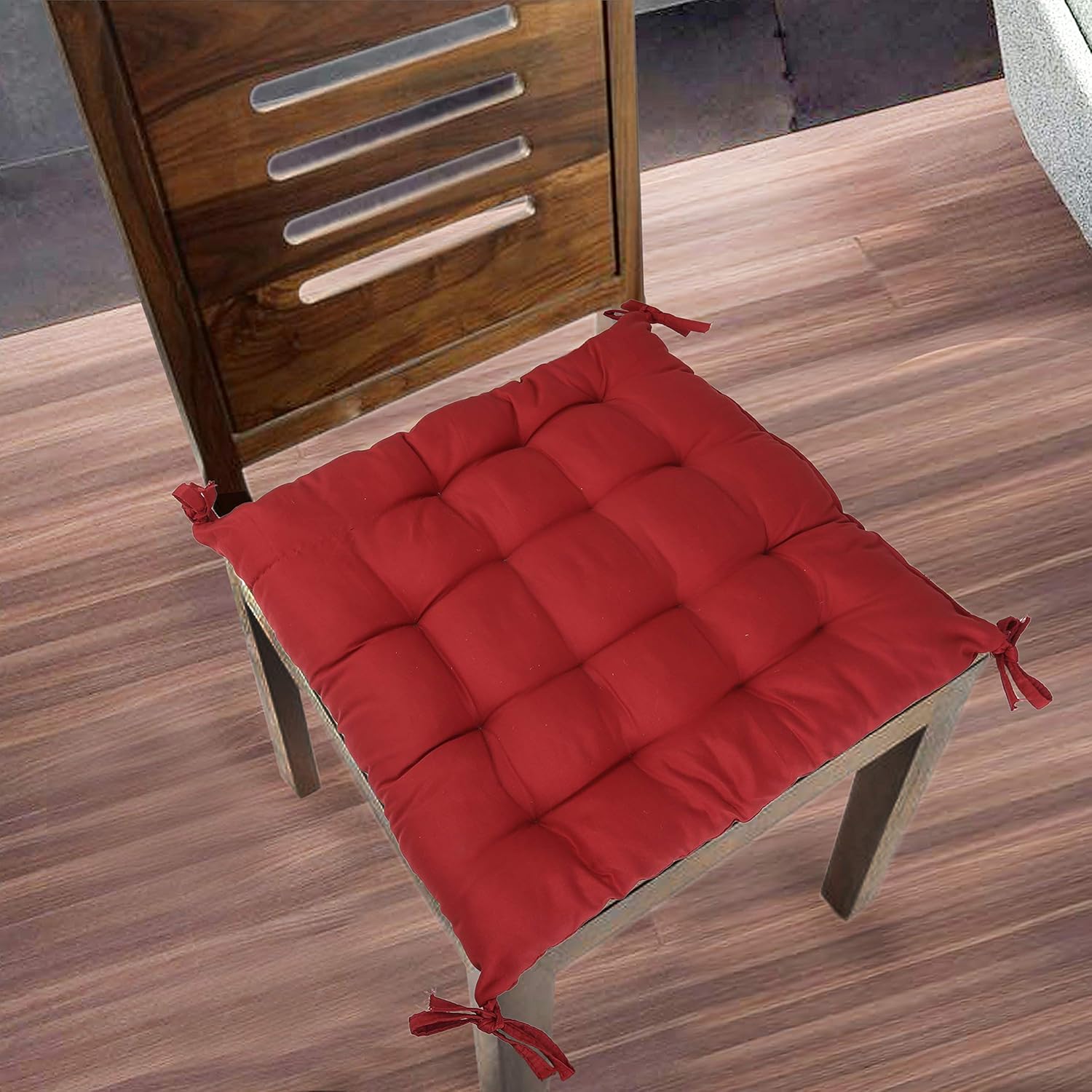 Clasiko Reliable Red Chair Pad; Seat Pad; Stool Cushion 1 Pc 18x18