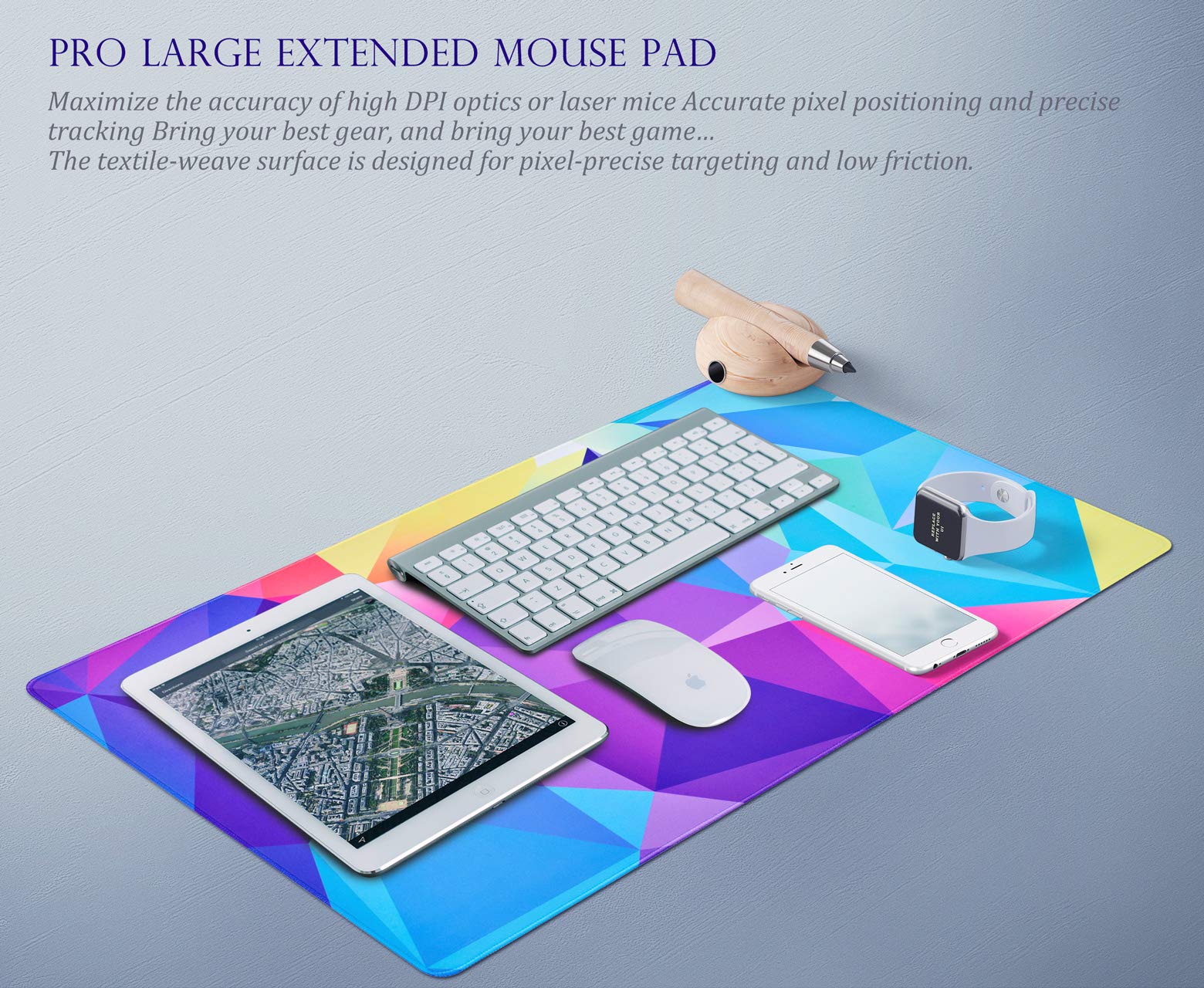 Mouse Pad Gaming Large Extended XXL(32×16×0.12inch) Laptop Mousepad for Computers Big Keyboard Desk Mouse Mat Anti Slip Stitched Edges Water Resistant Long Full Desk Writing Mat-Cute Graphics Designs