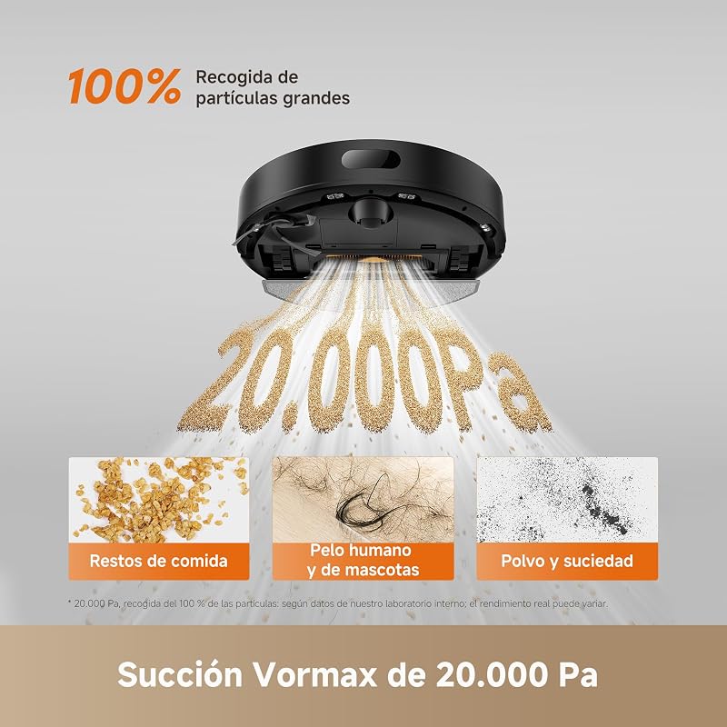 Aspirador robô D20 Air Plus e esfregão de chão com sucção de 20.000 Pa, tecnologia anti-emaranhados, base automática de esvaziamento, limpeza profunda de carpetes e navegação inteligente