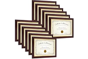 Venusmiles 8.5 x 11 Diploma Certificate Frame with Gold Rim, Degree Document Picture Frame for Wall and Tabletop Display - Award Graduation, Mahogany, 12 Pack