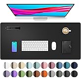 Aothia Non-Slip Waterproof PU Leather Desk Pad Protector for Mouse, Writing Desk, Office, Home, Laptop Blotter, 23.6" x 13.7", Black