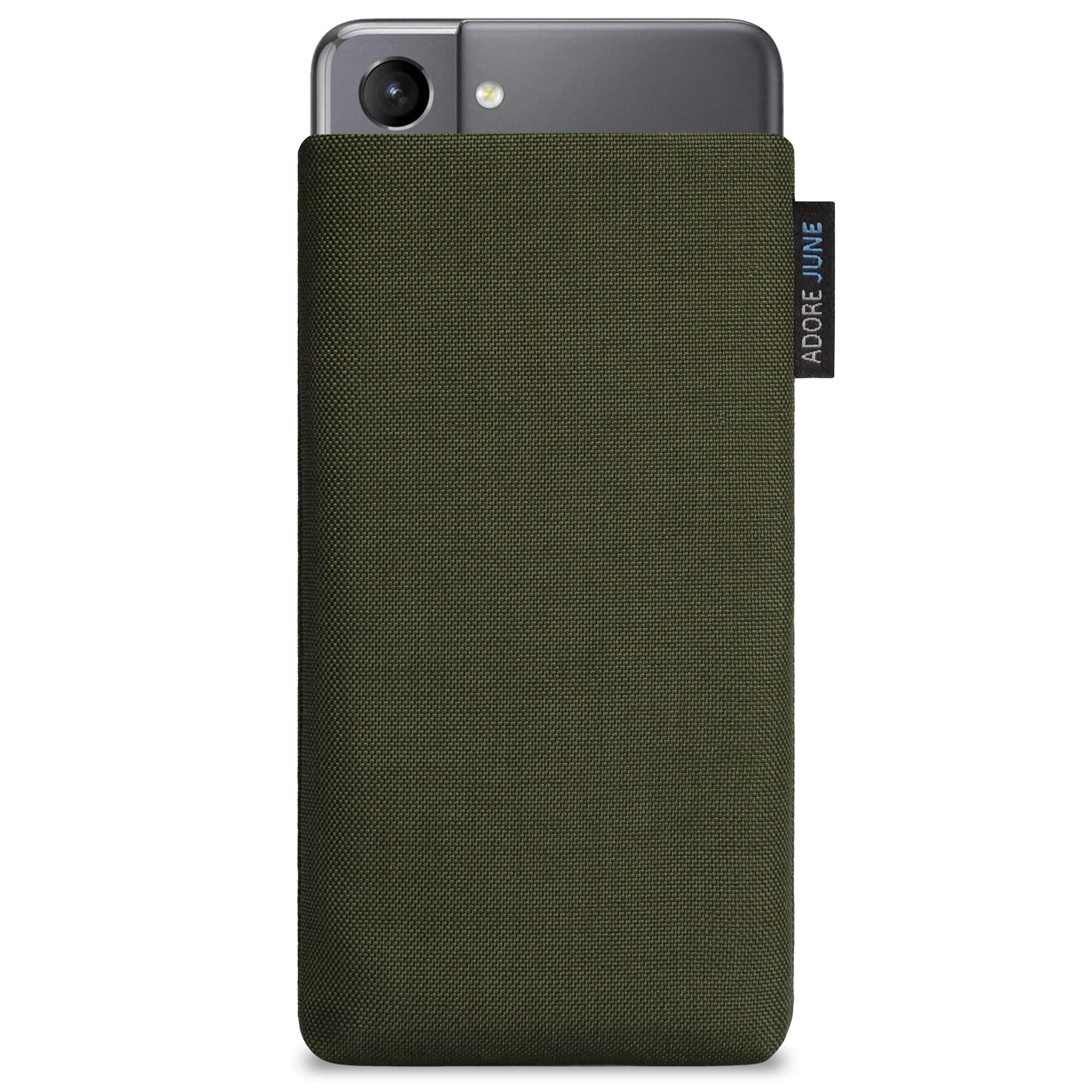 Adore June Classic Olive Green Case Compatible with Galaxy S21 Mobile Phone Case Made of Durable Cordura Fabric with Screen Cleaning Effect, Made in Europe