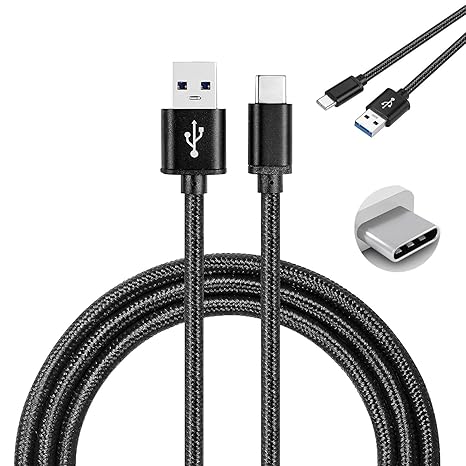 Motorola Moto Z Force Starkes Nylon Geflochten USB C Kabel auf USB 2.0 [1M] USB Type C Ladekabel – SCHWARZ [Metall Steckverbi