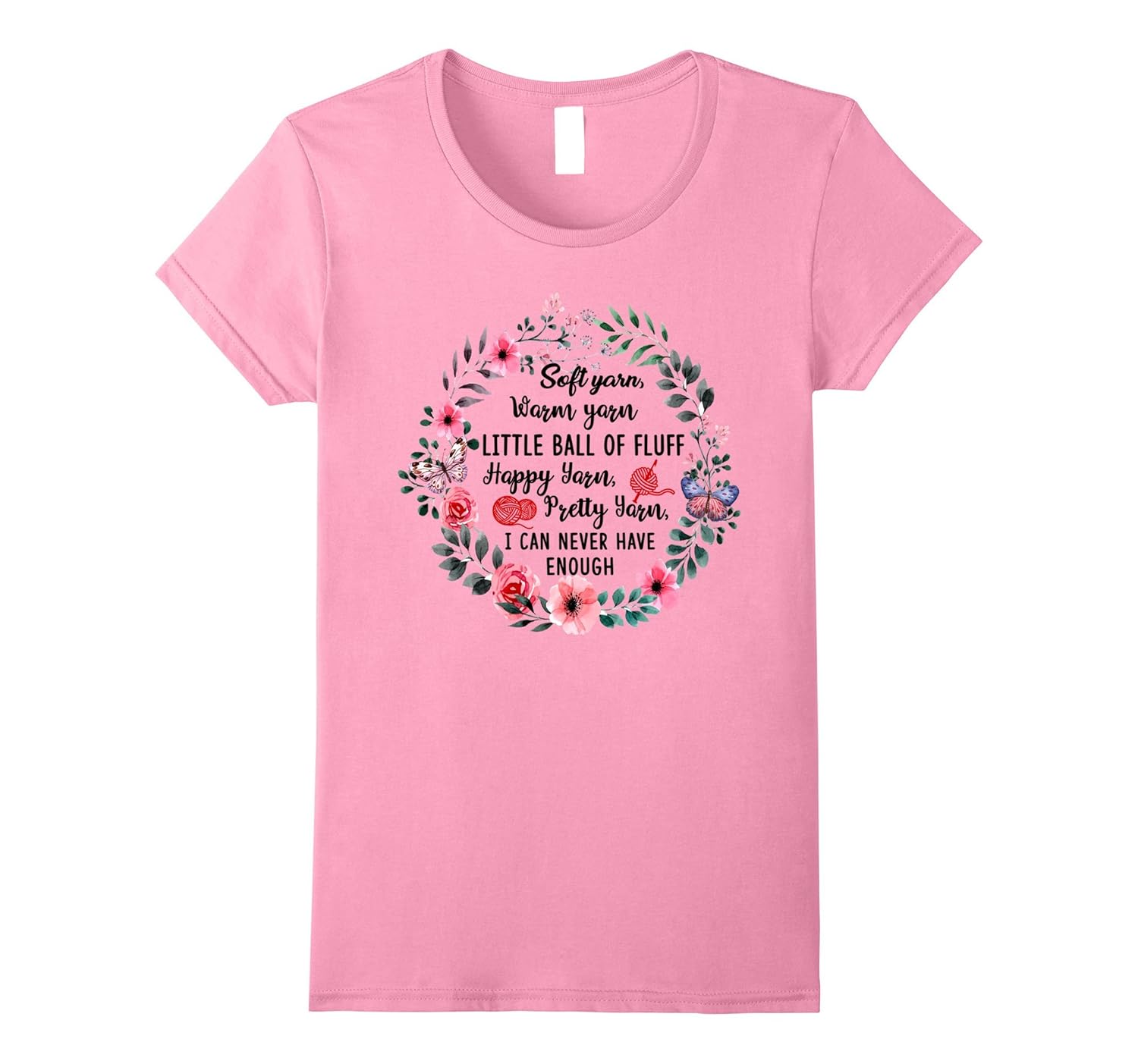 Womens Crochet Funny T-shirt - Happy Pretty Yarn Tee For Crocheter-Rose