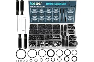 KEZE 1070 Pcs Rubber O-Rings Kit with Assorted O Ring Tools Set/20 Size/OD:4.5mm-33mm
