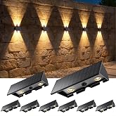 Solar Wall Lights Outdoor,8 PACK 3000/4000/6000K 3 Modes Up and Down Solar Fence Lights P65 Waterproof Dusk to Dawn Focused Beam Fence Lights Solar Powered for Porch /Patio/Backyard/Garage/Wall Decor