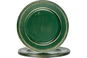 Kazozobi Vintage Charger Plates Set of 6, Beaded Service Plate, Plastic Charger Plate Set Bulk Wedding Easter, Event, Holiday