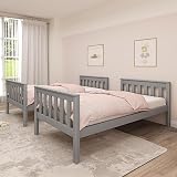 Blisswood Grey Wooden Bunk Bed, Solid Pine Frame, Twin Sleeper Kids Bed view 5