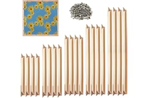 SNOWTING 10 Sets Stretcher Bars for Needlework, 5 Sizes Wooden Canvas Stretcher Bars with 1 Box of Thumbtacks, Needlepoint Embroidery Stitch Frame Set for DIY Crafts Art Supplies