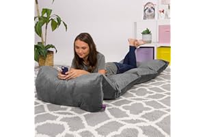 POSH CREATIONS Kids Floor Pillow Cover - Premium Cushion and Lounger Covers for Pillows (King Pillows NOT Included) - Gifts for Teenage Girls, King Pillow Size, Cozy Soft - Gray