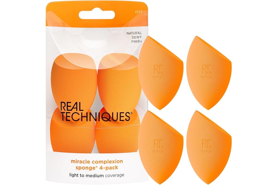 Real Techniques Miracle Complexion Beauty Sponge Makeup Blender, Set of 4