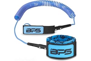 BPS ‘Storm’ Premium 7.2mm Coil SUP Leash Paddleboard Ankle Leash Quick Release Tab, with Waterproof Waist Bag Longboard Surfboard Stand-up Paddleboard Accessories