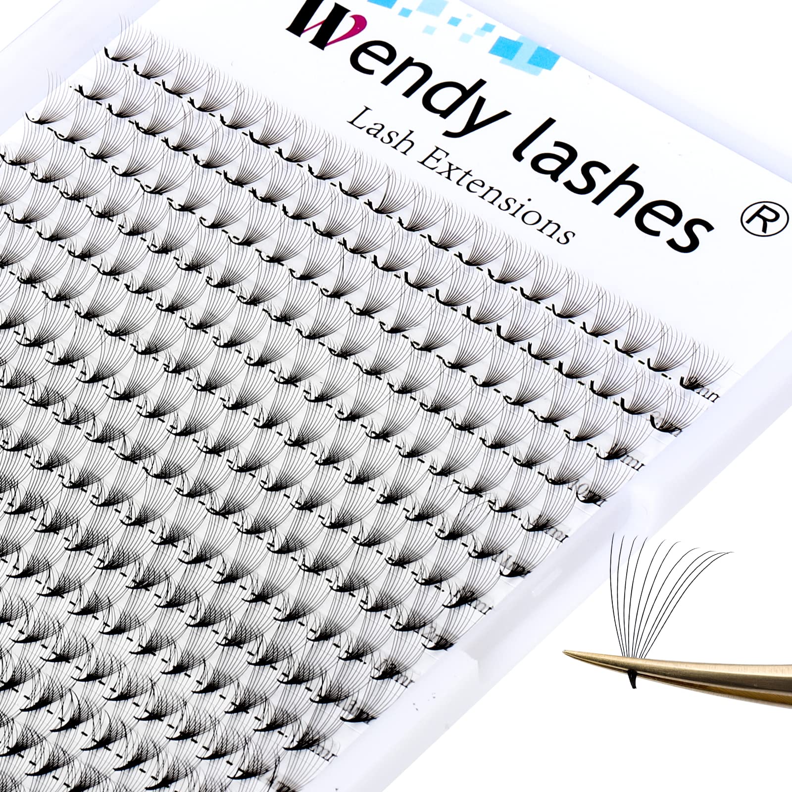 10D Premade Fans Eyelash Extension 320PCS 0.07mm C Curl 9-16mm Mixed Pre Made Fans Lashes Ponited Base Russian Volume Eyelash Extensions(320PCS-10D-0.07-C)