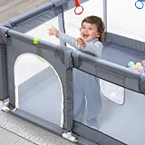 Kidoola Baby Playpen 127x127cm with Padded Frame & Mesh Walls - Grey view 6