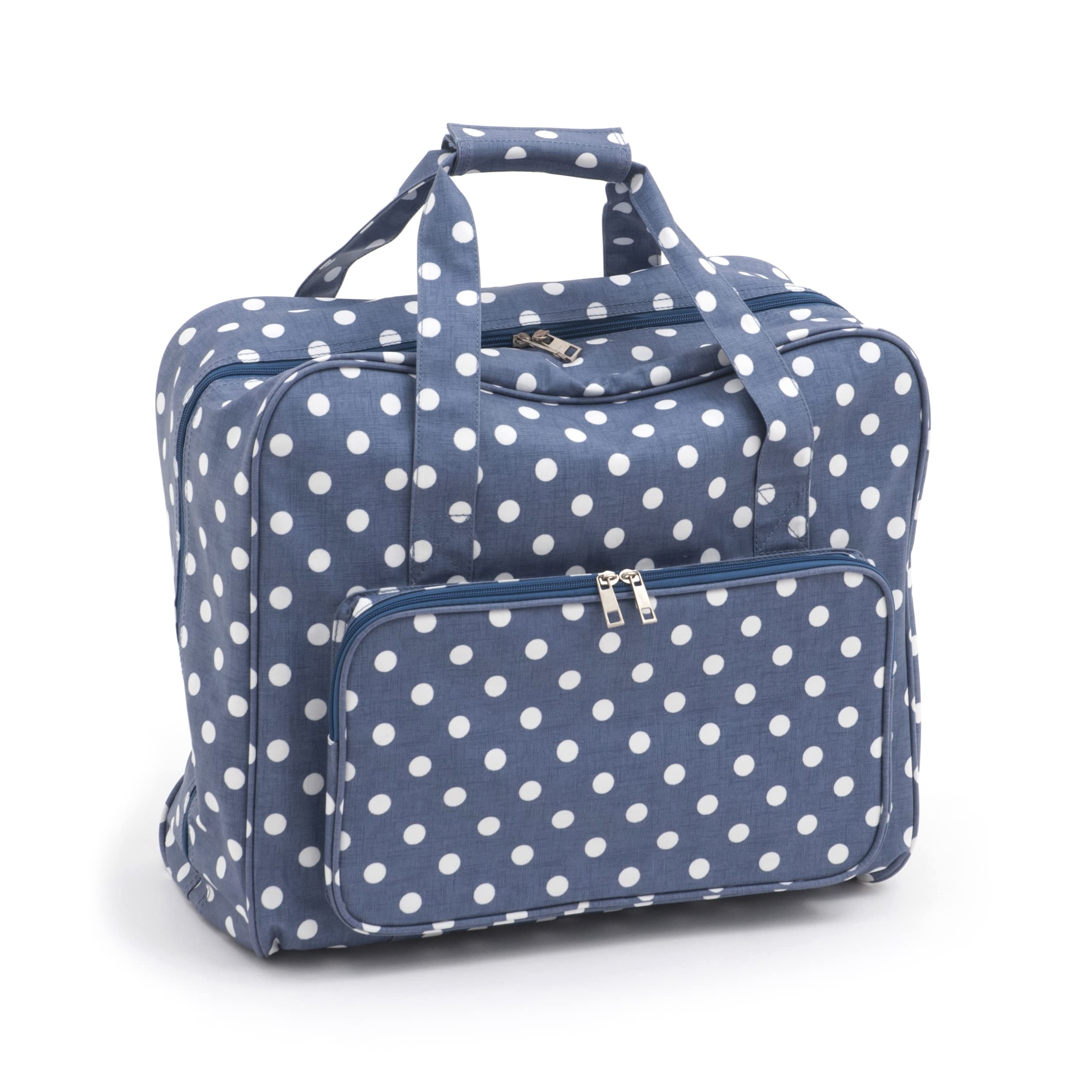 Hobby Gift Sewing Machine Bag - Heavy Duty Padded Carry Bag with Zip Closure, Water-Resistant Large Sewing Bags and Storage for Supplies - 43 x 37 x 20cm, Polka Dot Denim โ image 1