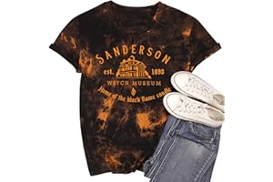 HRIUYI Halloween Shirt Women Sanderson Letter Print Graphic Plus Size Hocus Pocus Fall Tees Tops