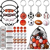Nosiny Sportball Party Favors - 108 Pcs Bulk Set Including 36 Keychains, 36 Stress Balls & 36 Charm Bracelets for Team Birthday Parties